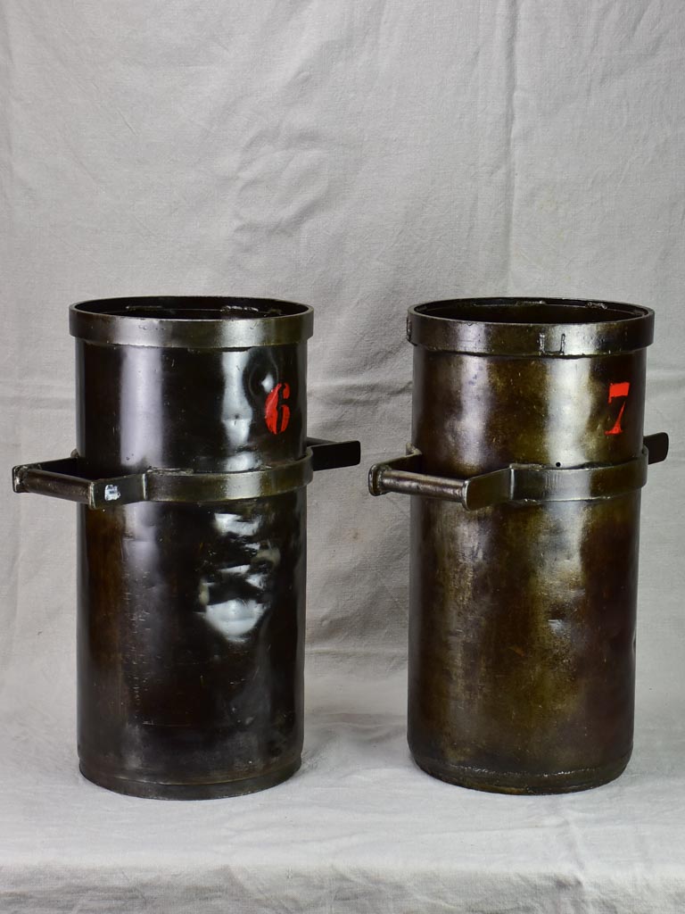 Pair of industrial recipient buckets from a watch factory 20¾"