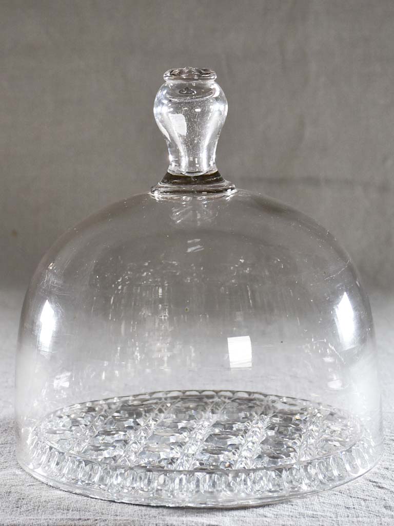 Superb antique French patisserie presentation dome on crystal plate