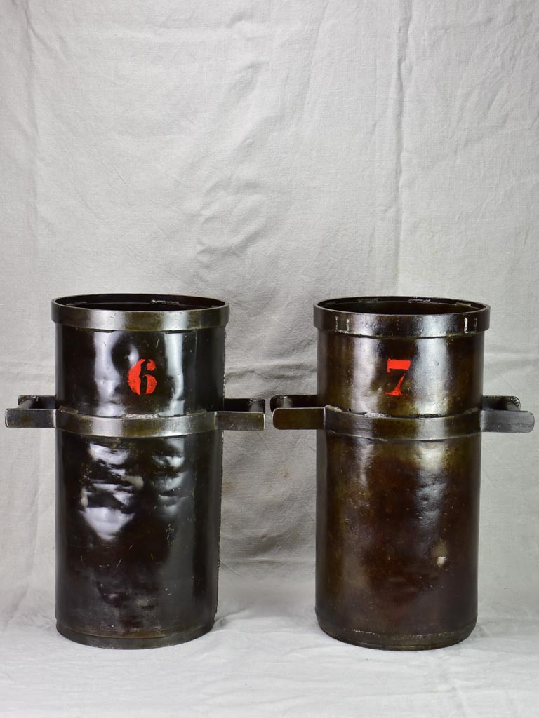 Pair of industrial recipient buckets from a watch factory 20¾"