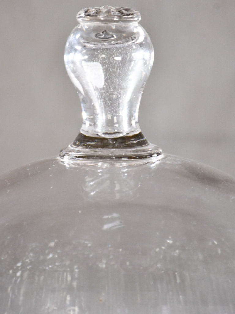 Superb antique French patisserie presentation dome on crystal plate