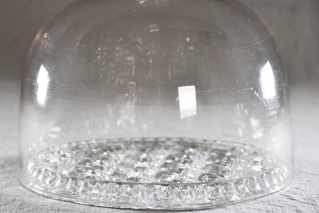 Superb antique French patisserie presentation dome on crystal plate