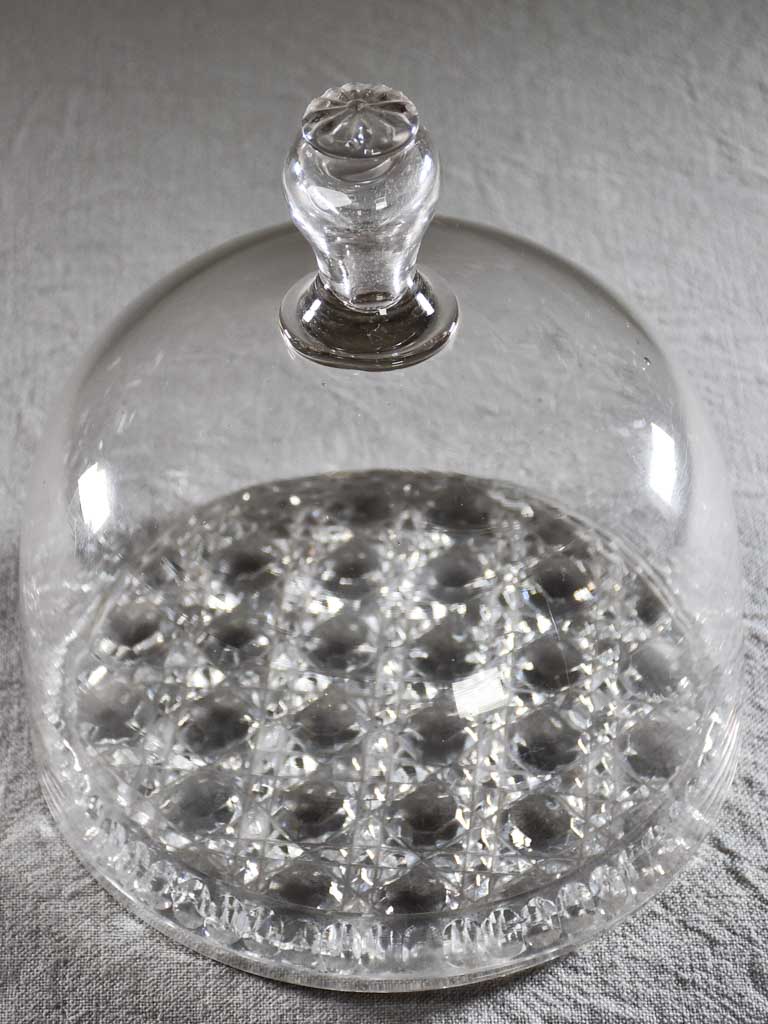 Superb antique French patisserie presentation dome on crystal plate