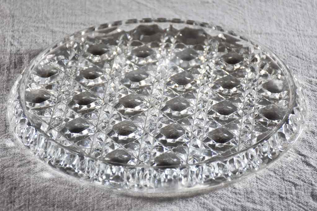 Superb antique French patisserie presentation dome on crystal plate
