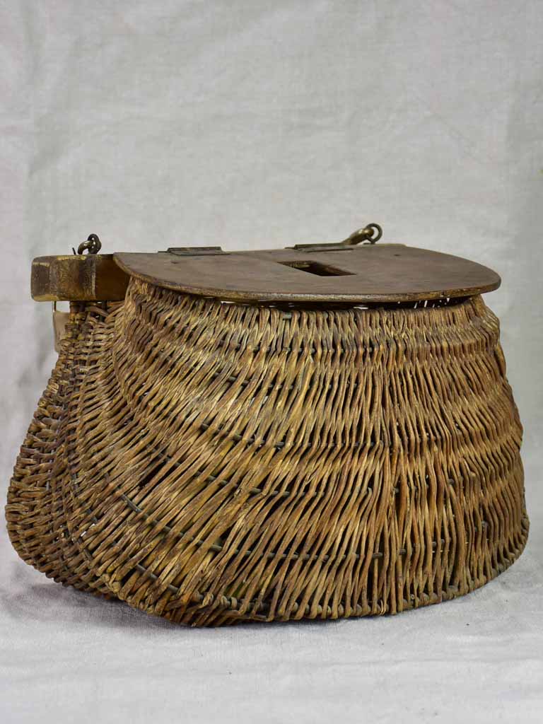 Antique French fishing creel - woven with leather strap – Chez Pluie