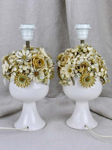 Pair of vintage flower bouquet lamp bases
