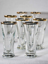 Set of 8 blown glass tumblers with gold rims 6¾"
