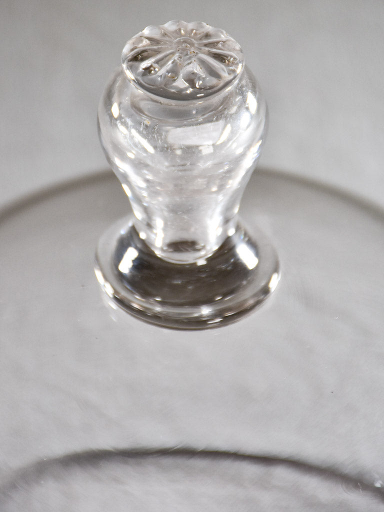Superb antique French patisserie presentation dome on crystal plate