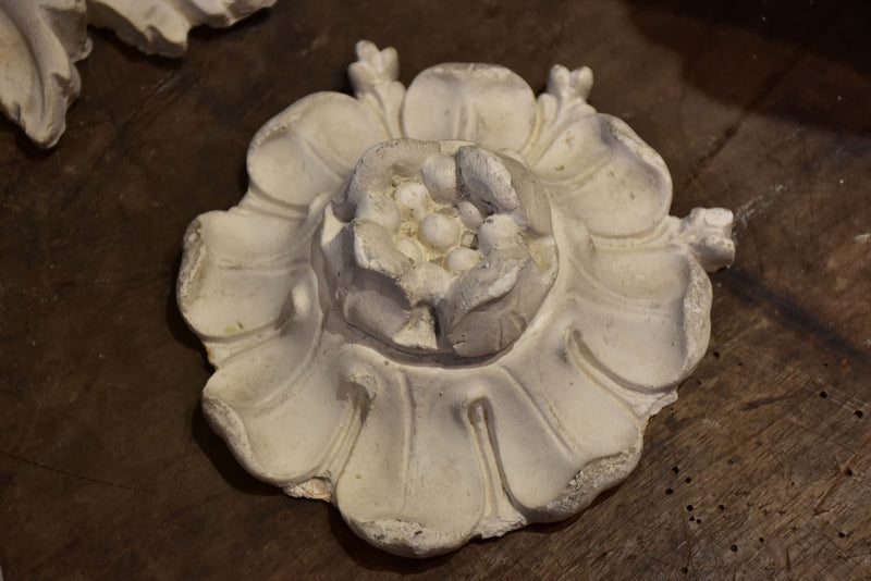 Three antique French plaster ceiling roses