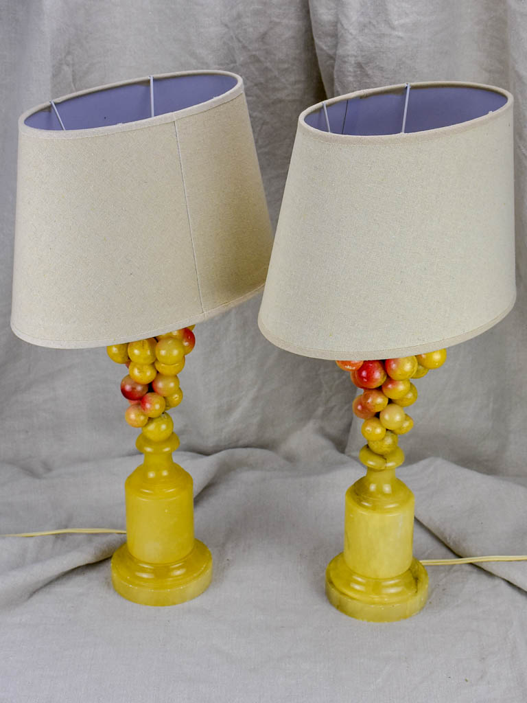Pair of mid-century Italian alabaster lamps - grapes