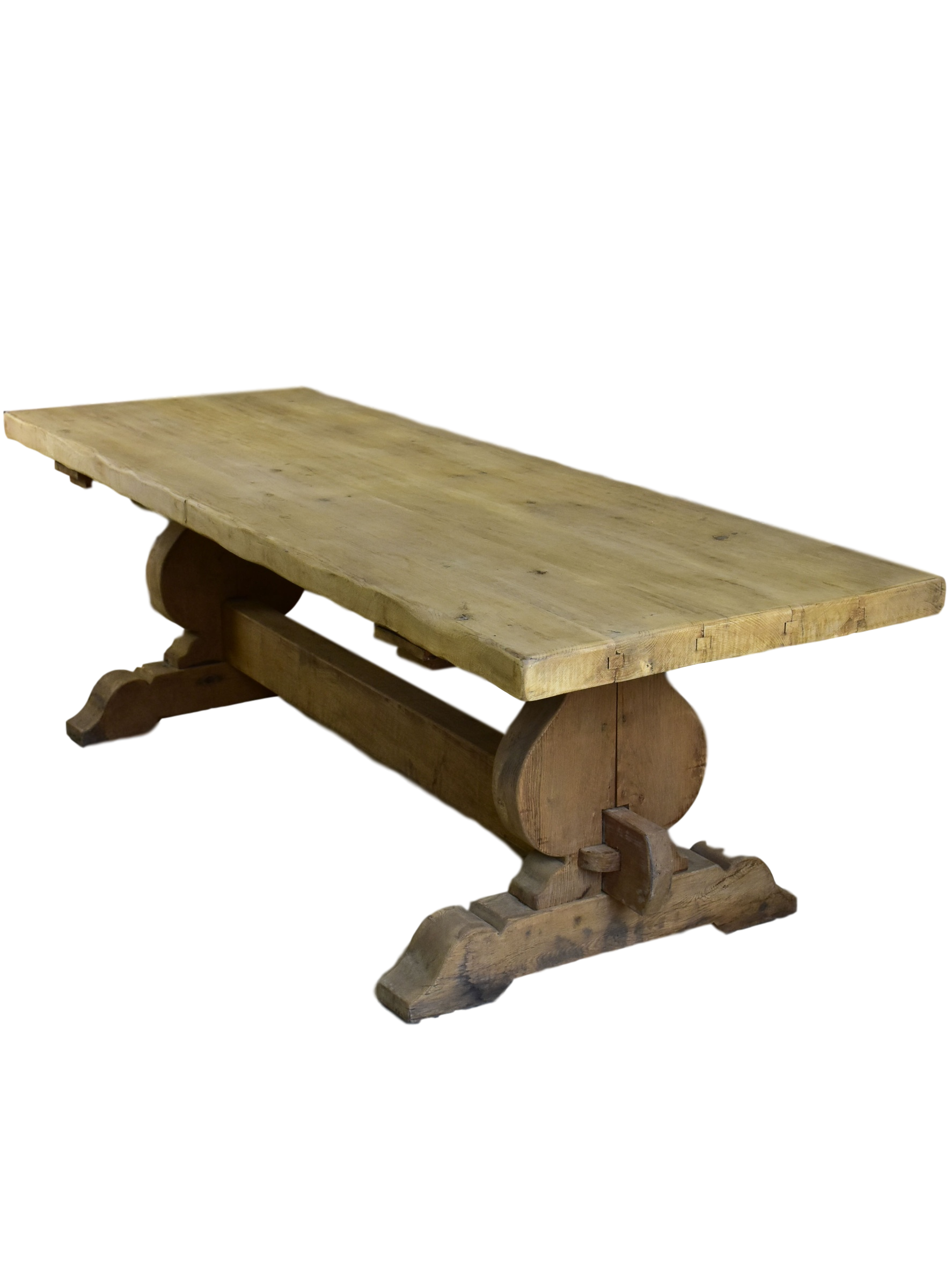 Antique French oak dining table with very thick table top