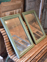 Pair of of French bistro mirrors with green frames