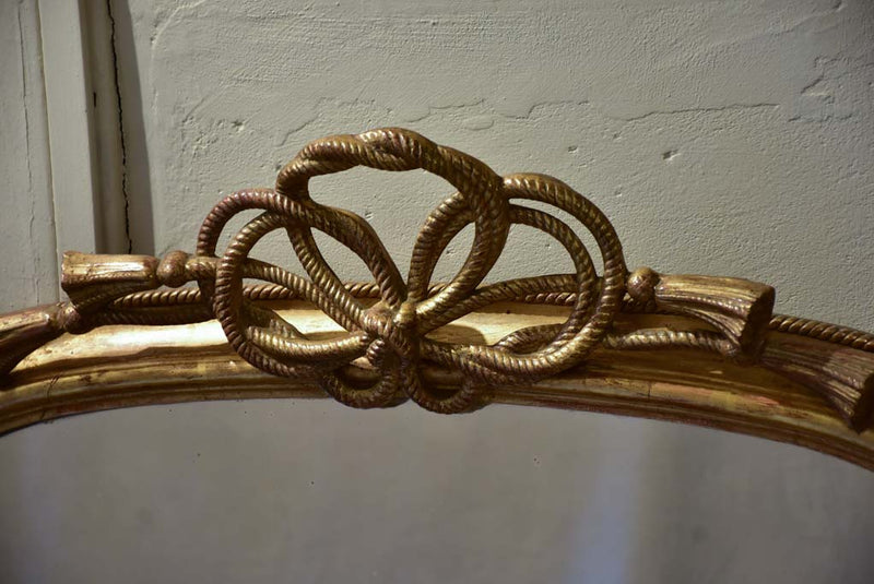 Rare Napoleon III gilt mirror with sculptural rope crest 38¼" x 56¼"