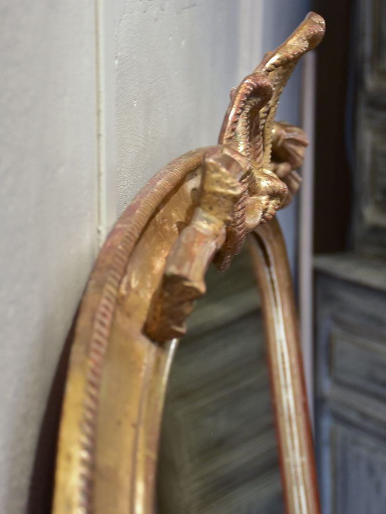 Rare Napoleon III gilt mirror with sculptural rope crest 38¼" x 56¼"