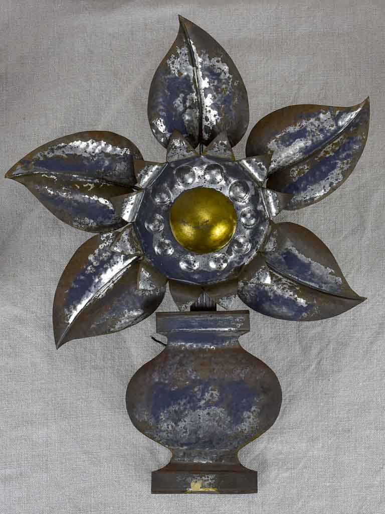 Three 1960's tole wall sconces - flowers