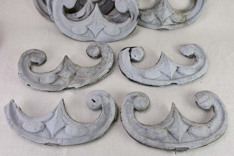 Collection of 10 salvaged French zinc elements - 19th century 9"