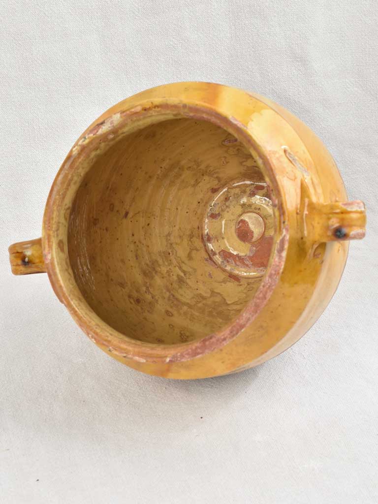 Antique French Confit Pot w/ yellow glaze - 19th century 10¾"