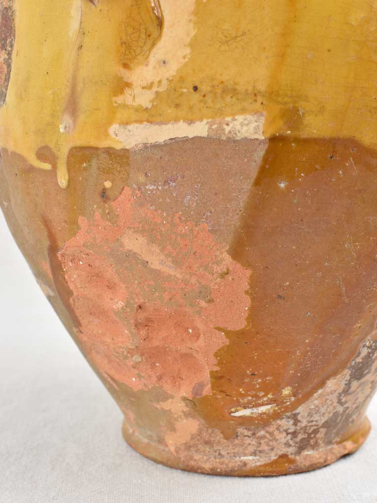 Antique French Confit Pot w/ yellow glaze - 19th century 10¾"