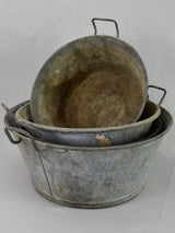 Collection of 4 rustic French zinc wash basins