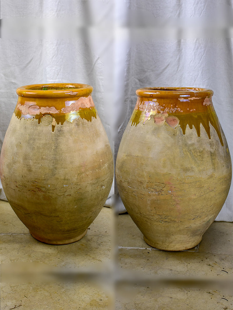 Pair of mid century French olive jars - Biot