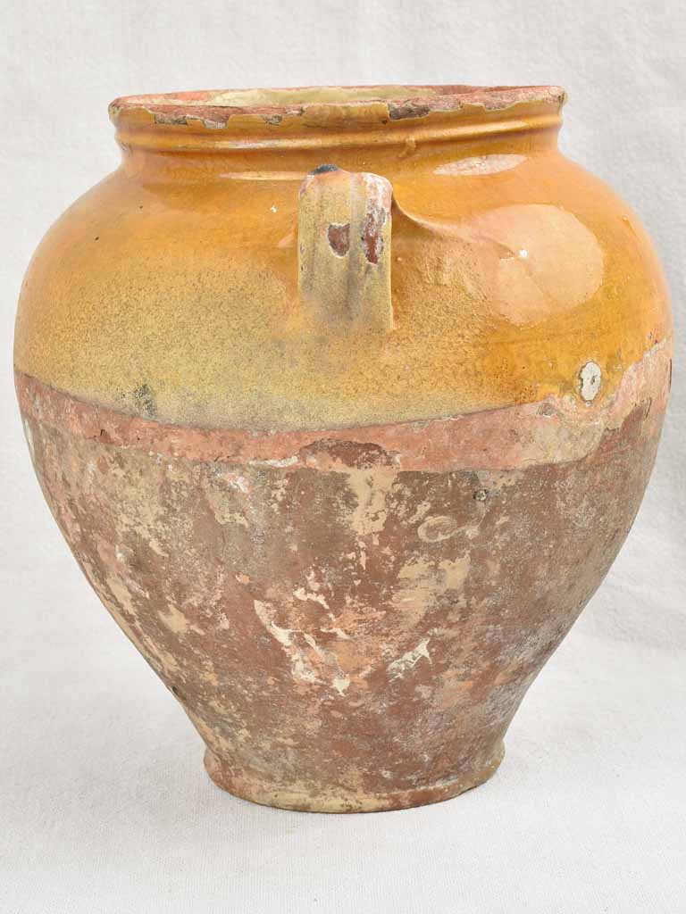 Rustic Antique French Confit Pot w/ tapered base 10¼"