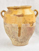 Antique French Confit Pot w/ yellow glaze 11¾"