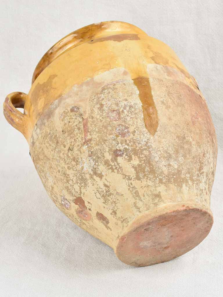 Antique French Confit Pot w/ yellow glaze 11¾"