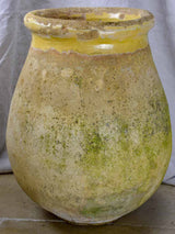 19th Century French olive jar from Biot with yellow glaze