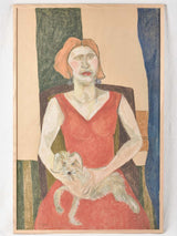 Very large portrait - lady with dog - Caroline Beauzon 40¼" x 26½"