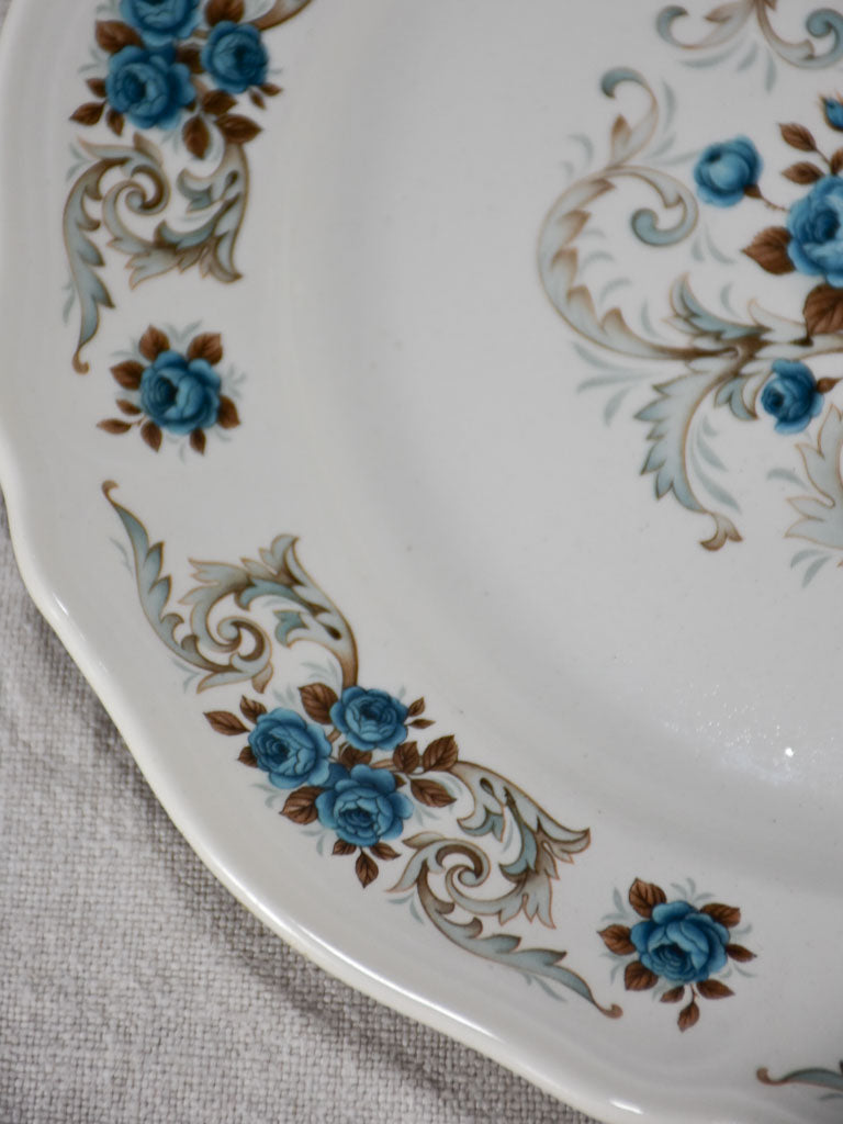 Set of 20 Moulin des loupes dinner plates - blue roses 9"