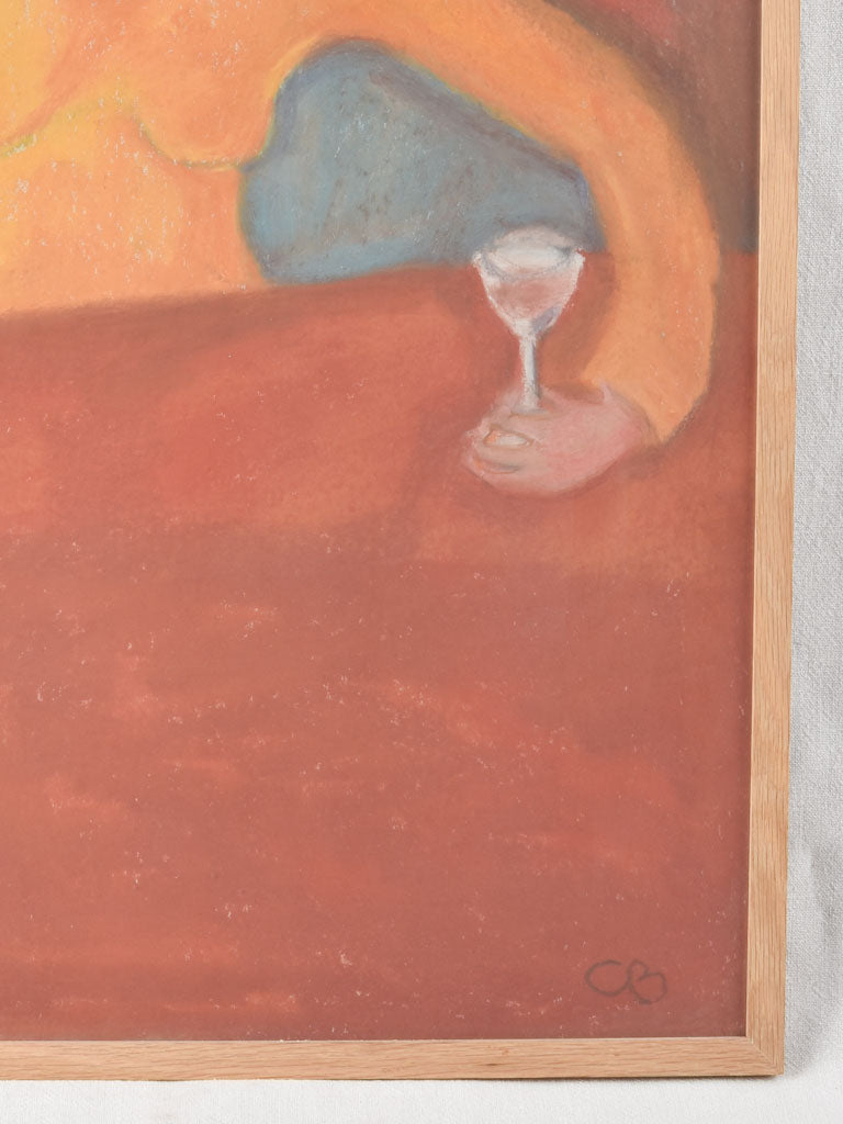 Very large portrait - Lady drinking wine - Caroline Beauzon 41¼" x 28¾"