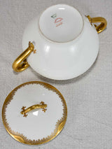 Gold-Decorated White Ceramic Sugar Bowl