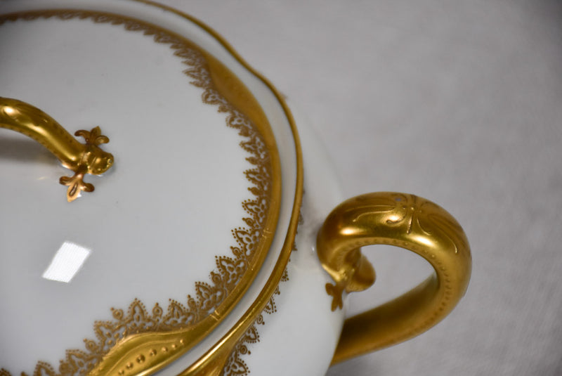 Intricate Gold-Decorated Haviland Sugar Bowl
