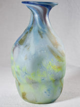Vintage blown glass vase - blue matte 10¾"