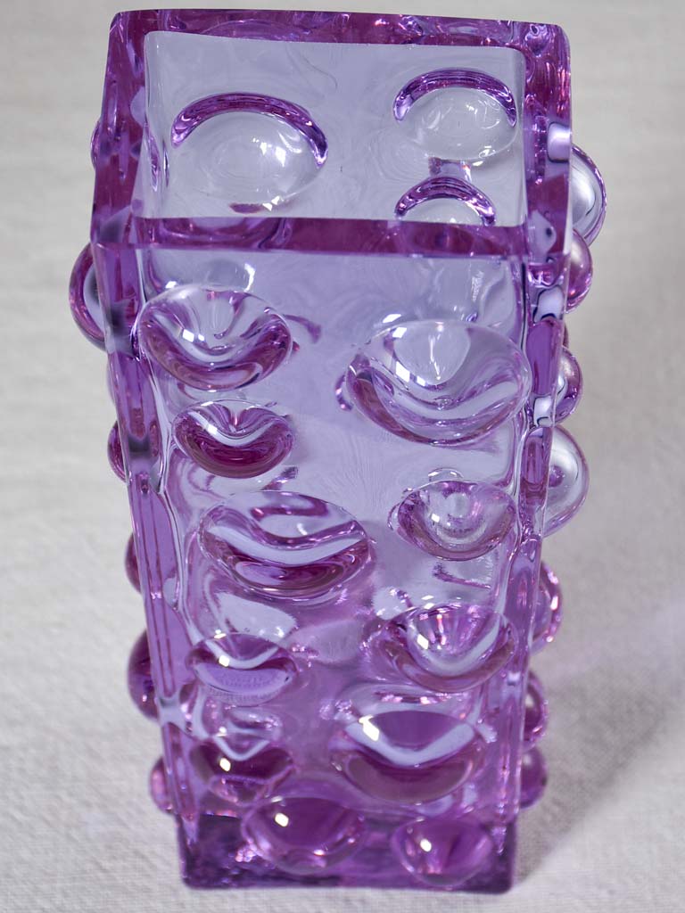 1960s violet rectangular bubble vase 9¾"