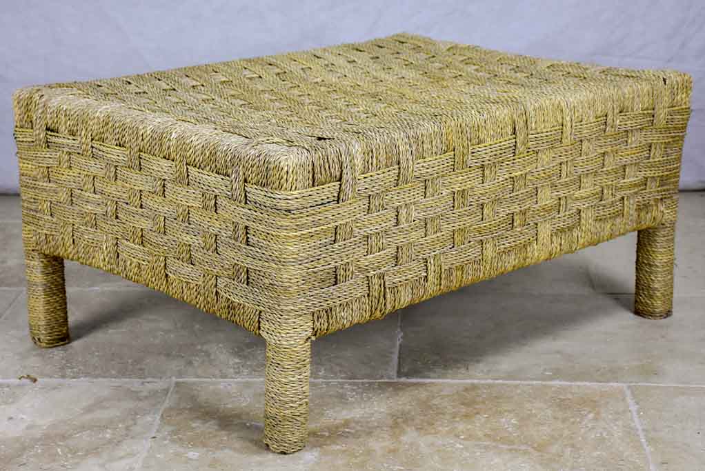 Two vintage rope armchairs and an ottoman