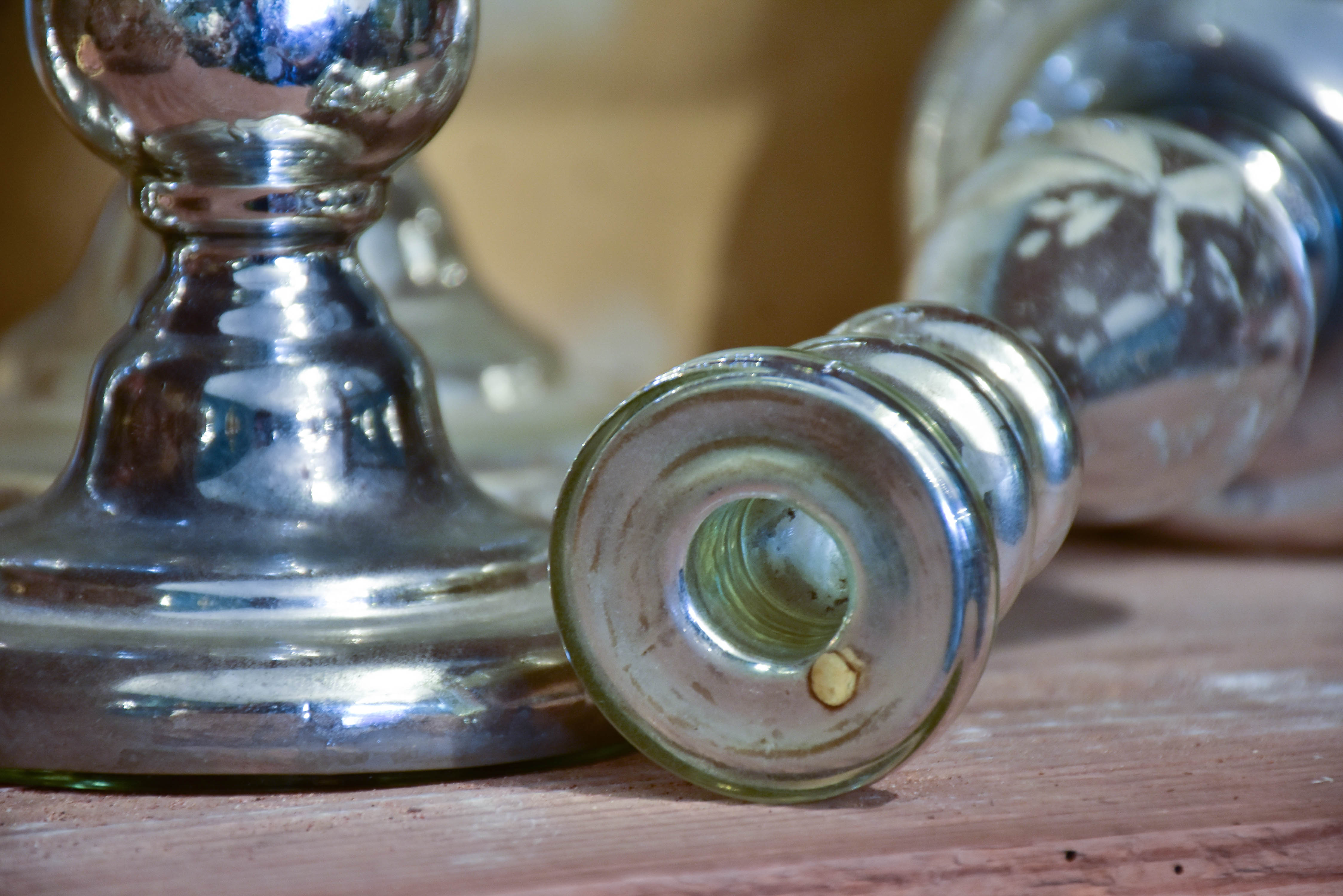 19th Century French mercury glass candlesticks