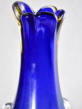 Tall vintage blue glass vase 15¼"