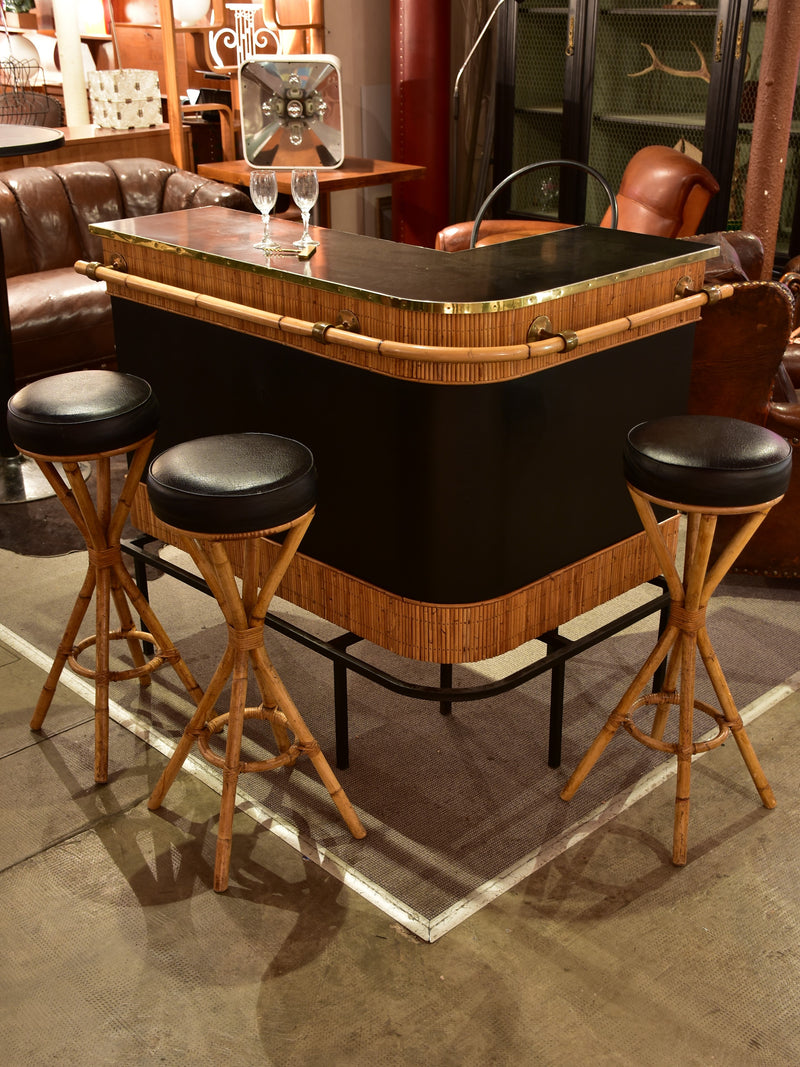 Vintage French bar and 3 bar stools
