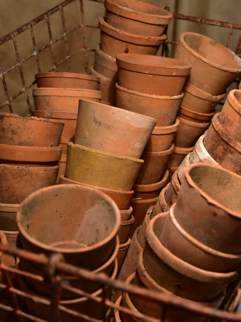 Collection of antique terracotta French garden pots – petite