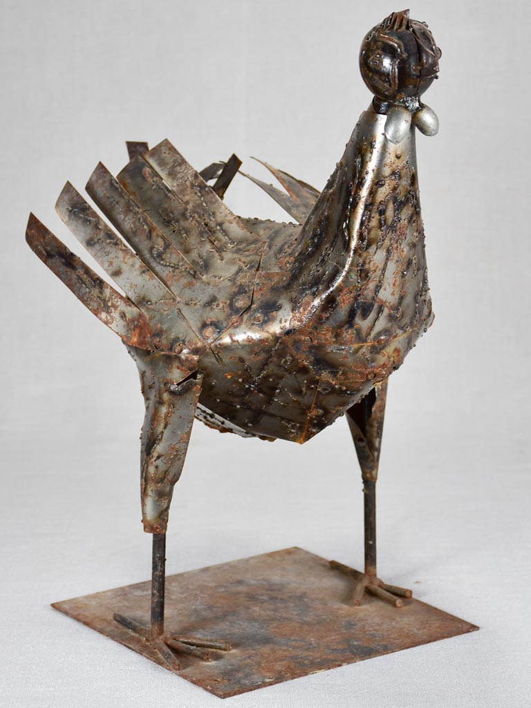 Vintage metal sculpture of a rooster 16¼"