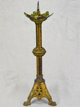 19th Century French bronze candlestick with leaf motifs 18"