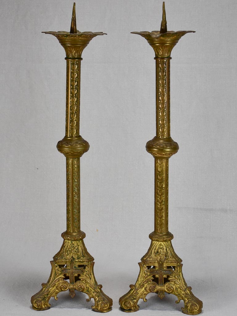 Pair of nineteenth-century French church candlesticks 21¾"
