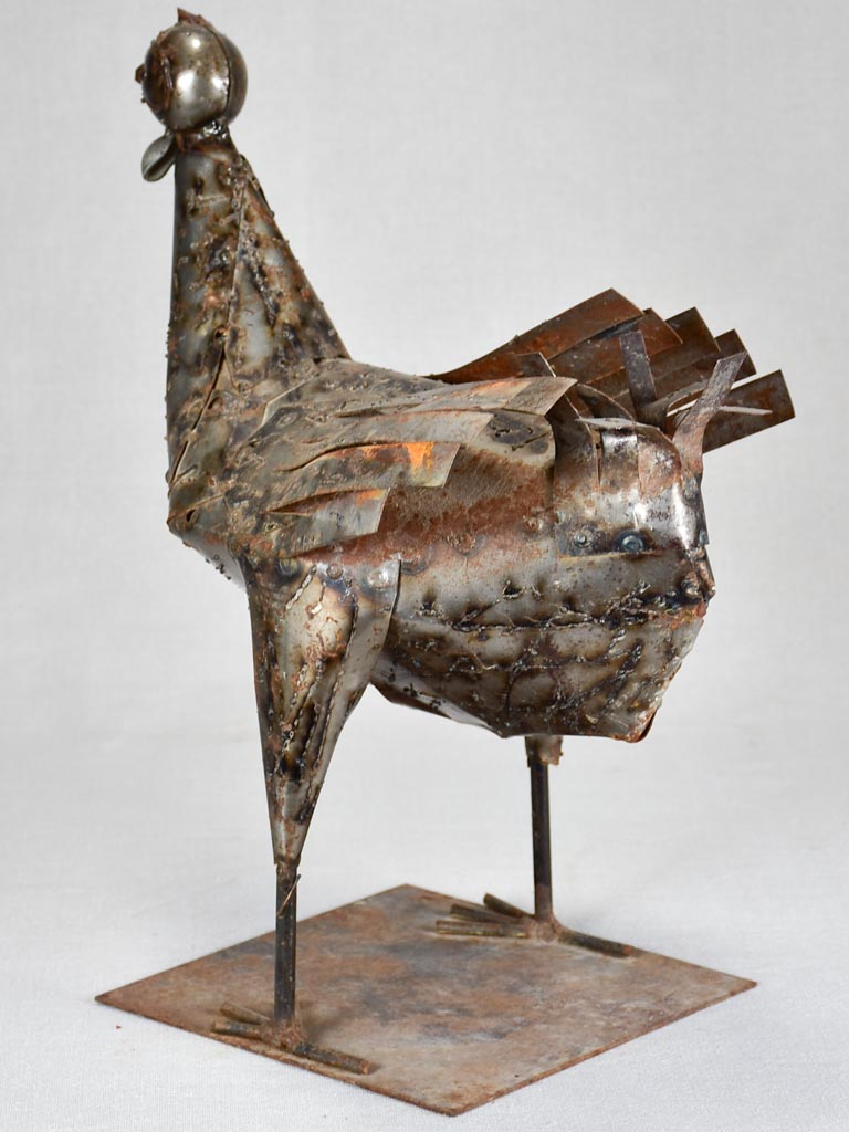 Vintage metal sculpture of a rooster 16¼"