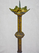 19th Century French bronze candlestick with leaf motifs 18"