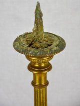 19th Century French bronze candlestick with sun motifs and angel 18"