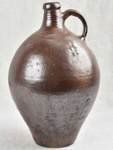 19th century French vinegar jug w/ brown glaze 13½"