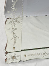 Large Venetian mirror with floral etchings 42½" x 31"