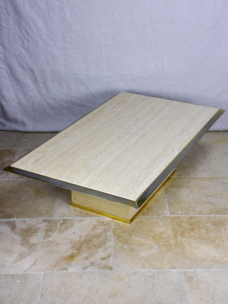 1970's French travertine coffee table