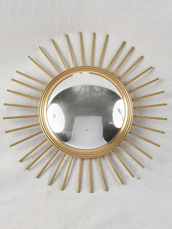 Vintage sunburst mirror with convex glass 15¾"