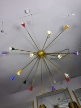 Very large multi-color Italian Sputnik ceiling light - Stilnovo re-edition